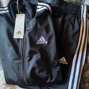 Adidas Black Sweatsuit with Signature Stripes